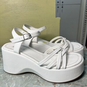 Soda White Strappy Platform Sandals